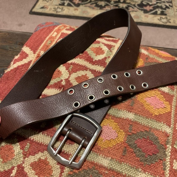 XL j crew y2k wide leather belt made in USA brass buckle